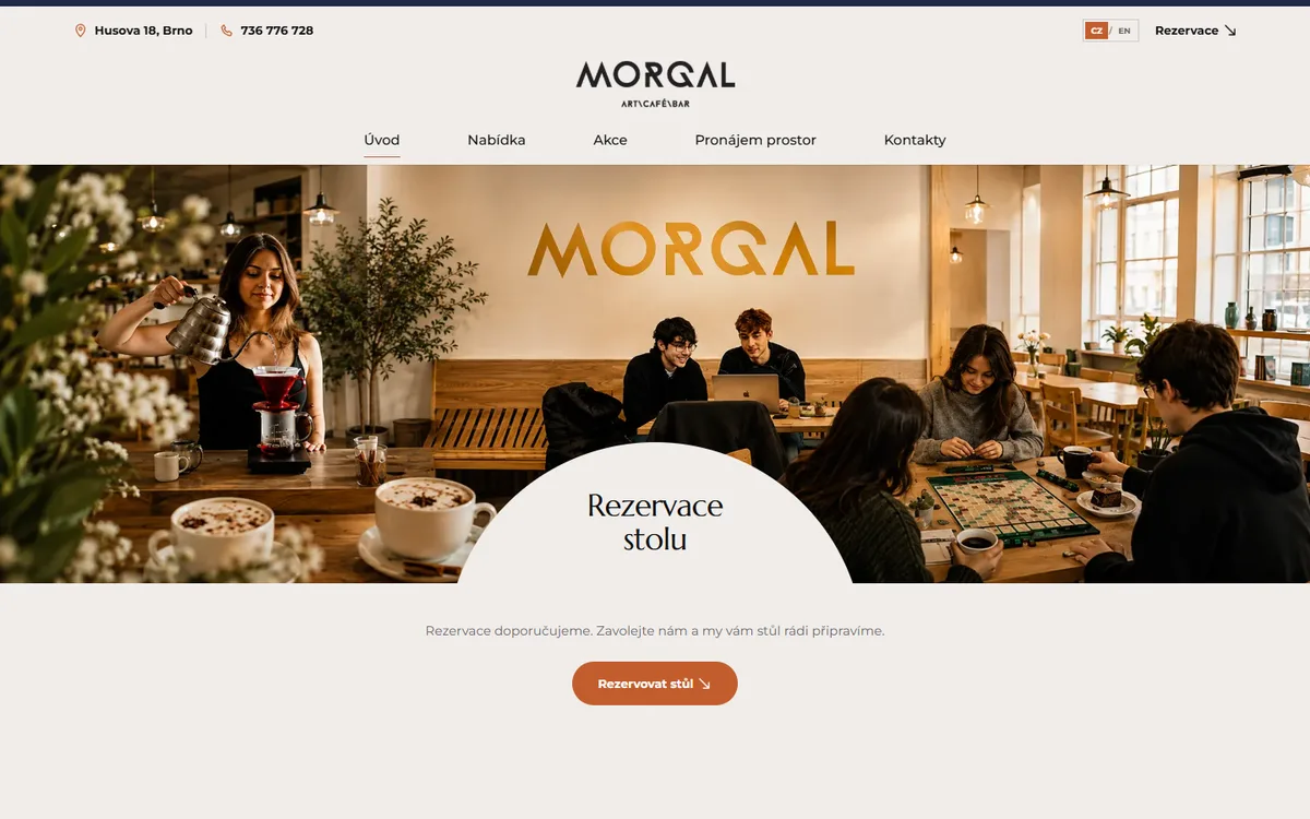 Náhled webu Café Morgal — Kavárna a galerie