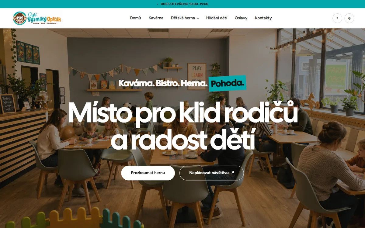Náhled webu Vysmátý opičák — Kavárna a dětský koutek