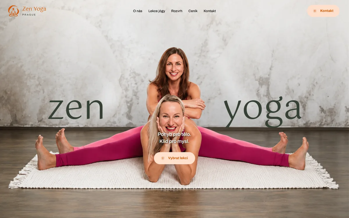 Náhled webu Zen Yoga Prague — Jóga a lekce